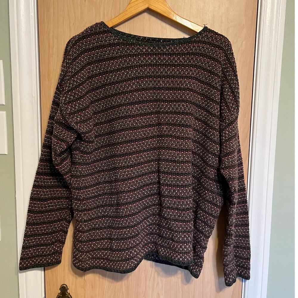 Vintage Express Tricot 90s Sweater Oversized Striped Knit Women's Sz Lg